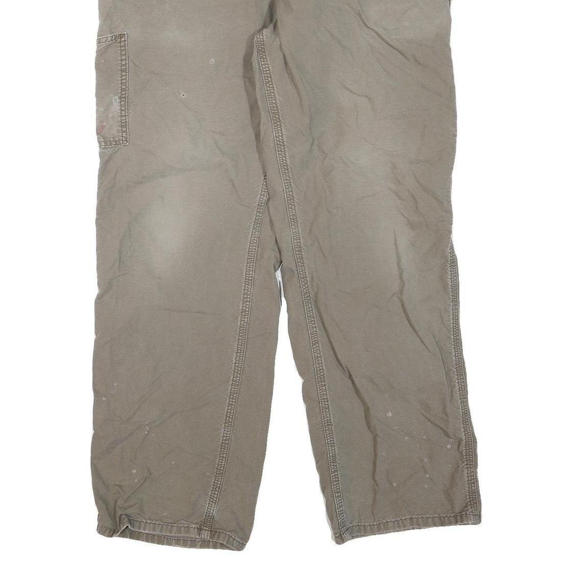 CARHARTT Mens Cotton Blend Beige Regular Fit Straight Trousers W36 L32 Workwear