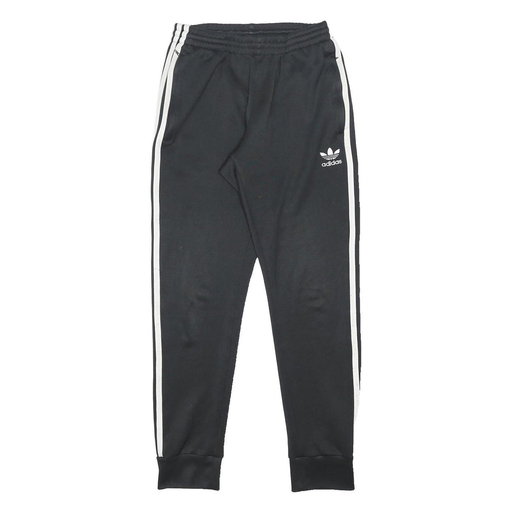 ADIDAS Mens Joggers Black & White Slim Tapered S W25 L26 Classic Three Stripe