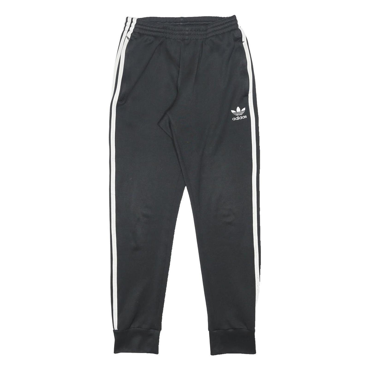 ADIDAS Mens Joggers Black & White Slim Tapered S W25 L26 Classic Three Stripe