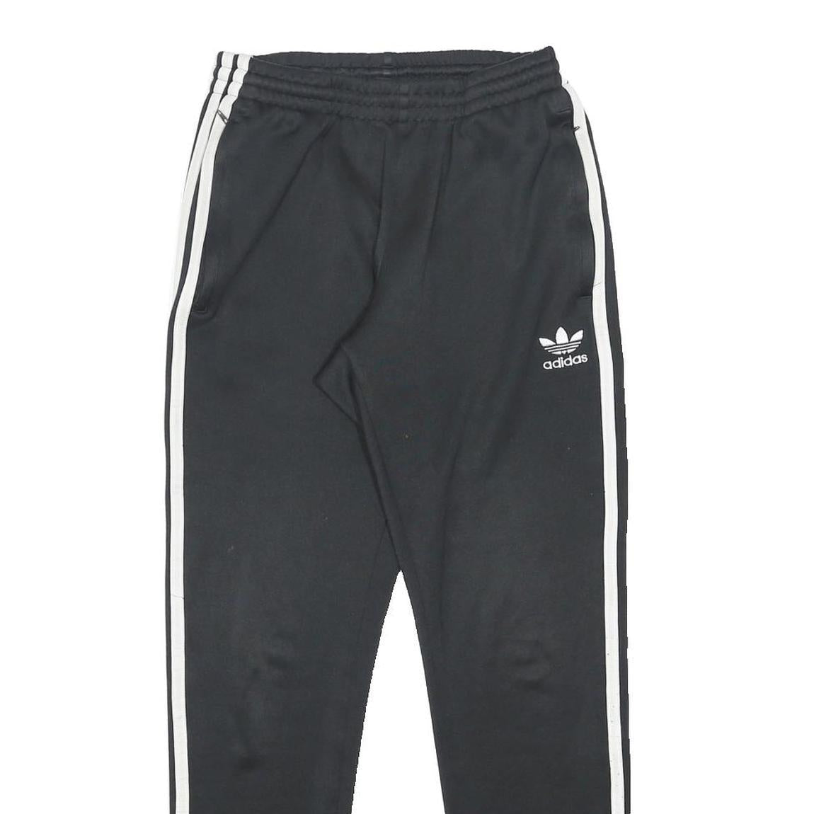 ADIDAS Mens Joggers Black & White Slim Tapered S W25 L26 Classic Three Stripe
