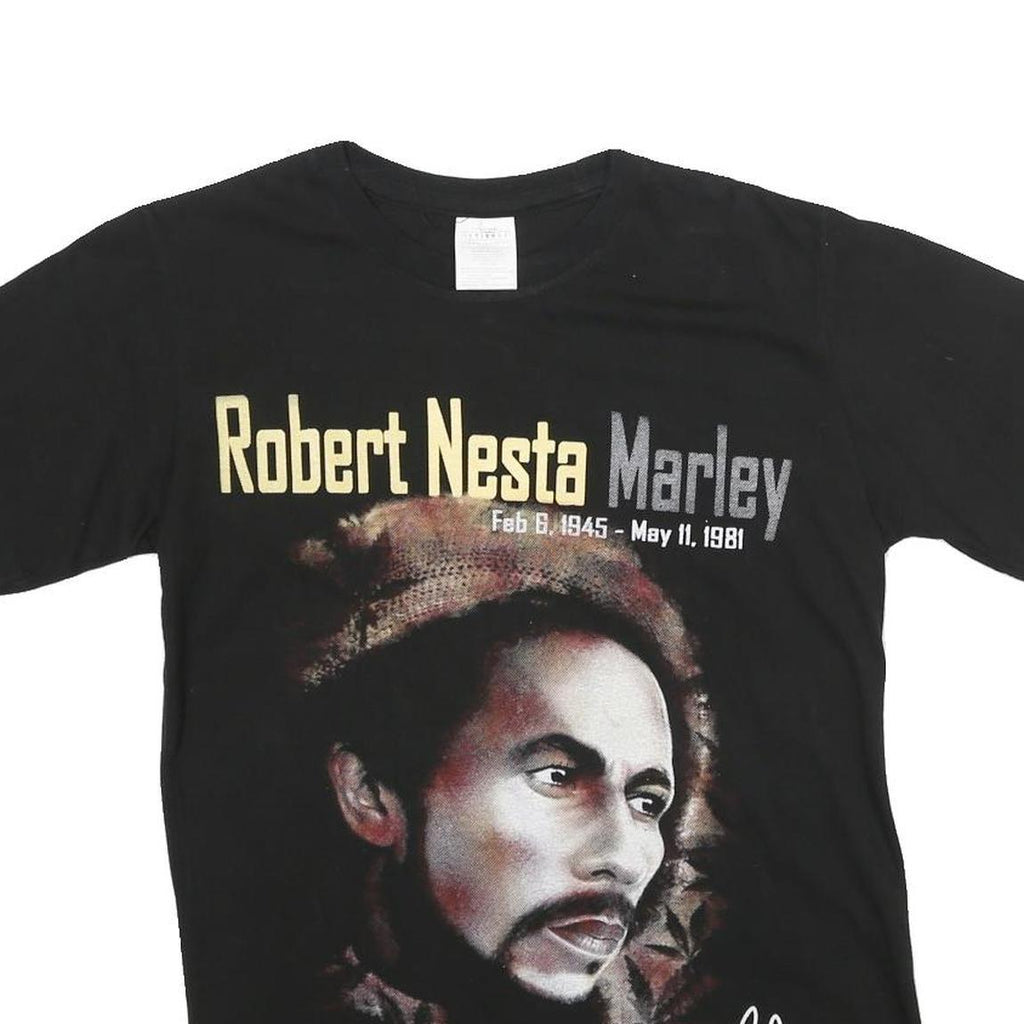 ITTIERRE Mens Black Bob Marley Graphic T-Shirt S Short Sleeve Crew Neck Cotton