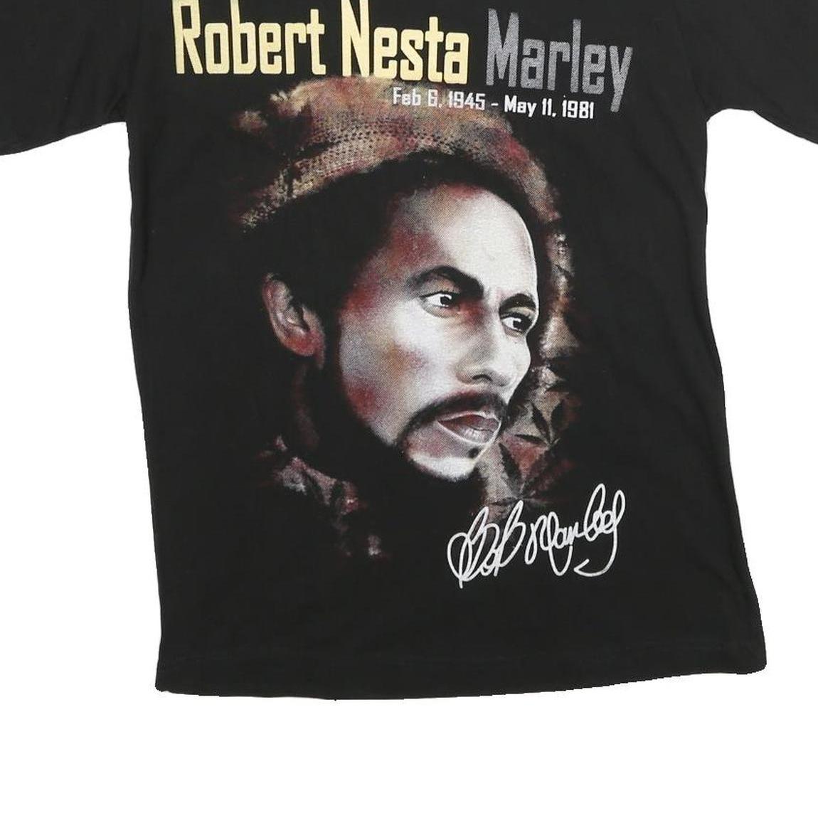 ITTIERRE Mens Black Bob Marley Graphic T-Shirt S Short Sleeve Crew Neck Cotton