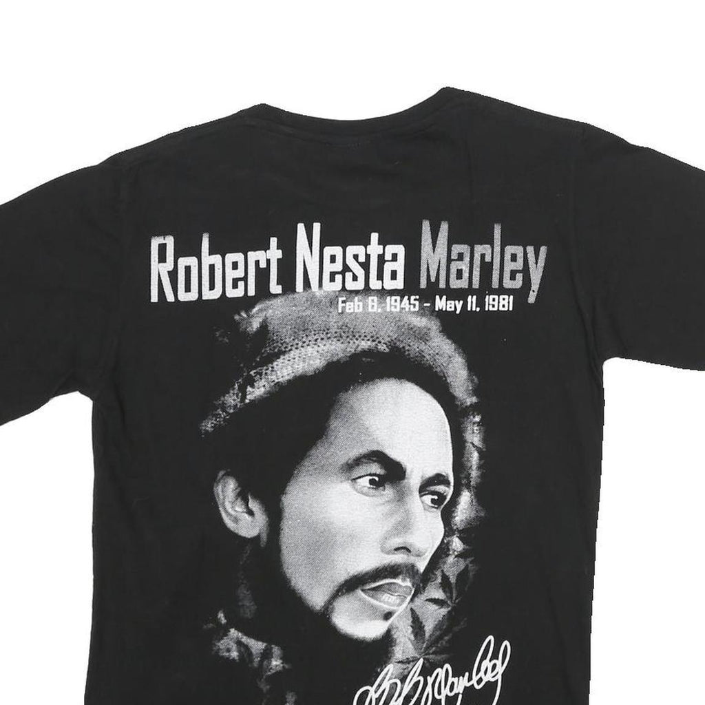 ITTIERRE Mens Black Bob Marley Graphic T-Shirt S Short Sleeve Crew Neck Cotton