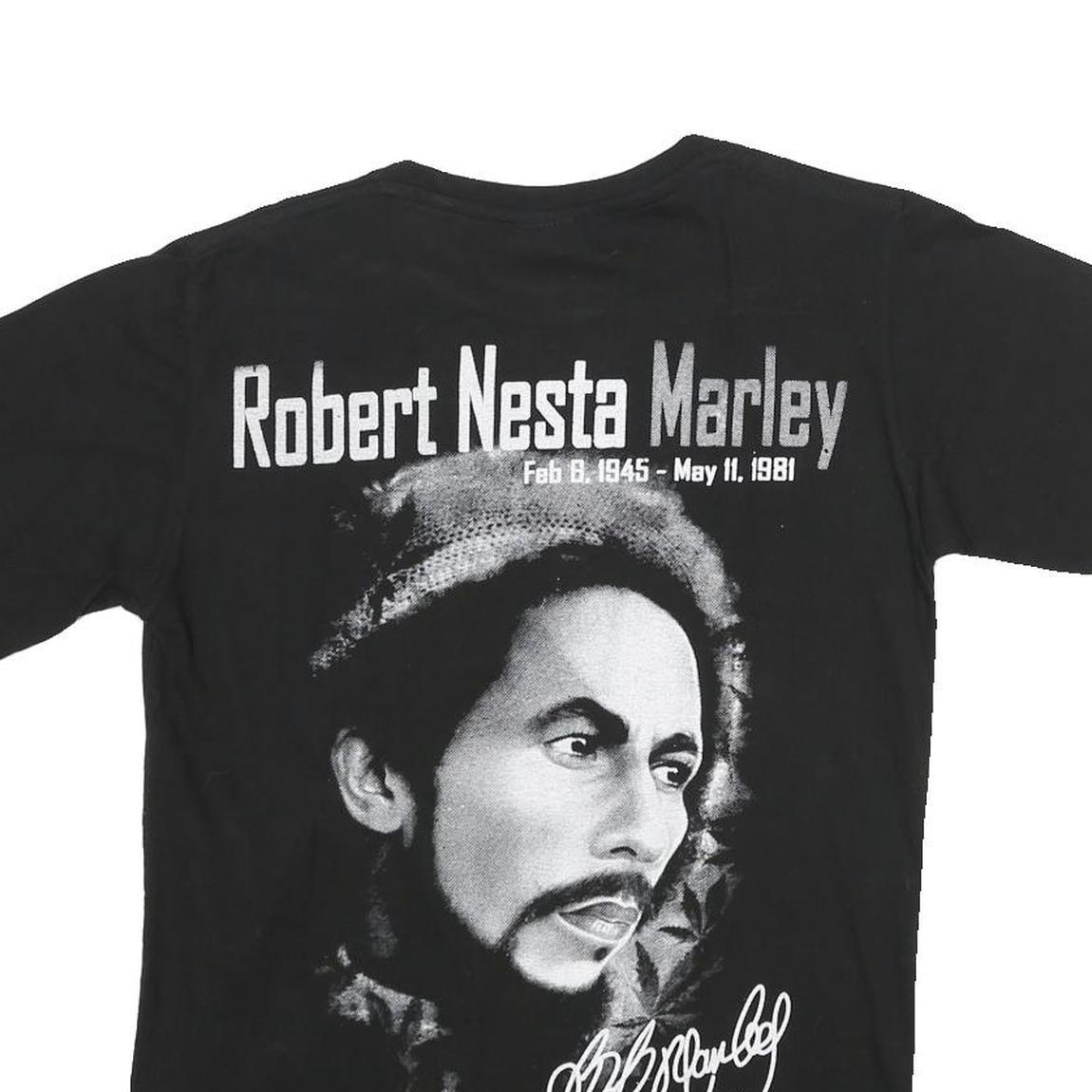 ITTIERRE Mens Black Bob Marley Graphic T-Shirt S Short Sleeve Crew Neck Cotton