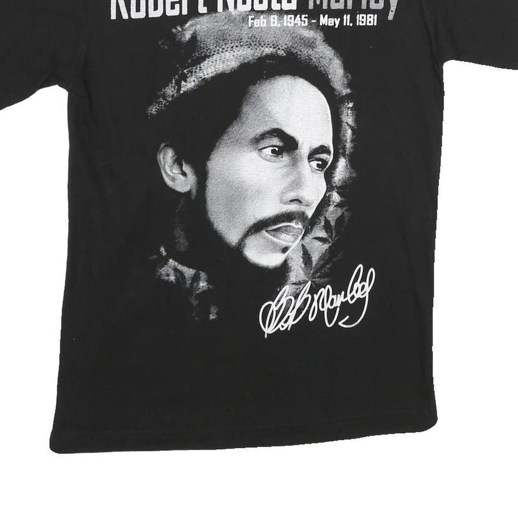 ITTIERRE Mens Black Bob Marley Graphic T-Shirt S Short Sleeve Crew Neck Cotton