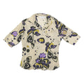 C &ML FASHION Womens Beige & Purple Pattern Shirt M Button Sleeve Cotton Blend