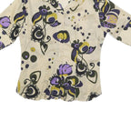C &ML FASHION Womens Beige & Purple Pattern Shirt M Button Sleeve Cotton Blend