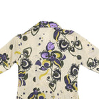 C &ML FASHION Womens Beige & Purple Pattern Shirt M Button Sleeve Cotton Blend