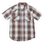 LEVI'S Mens Grey & Orange Check Shirt S Cotton Blend Casual Short Sleeve