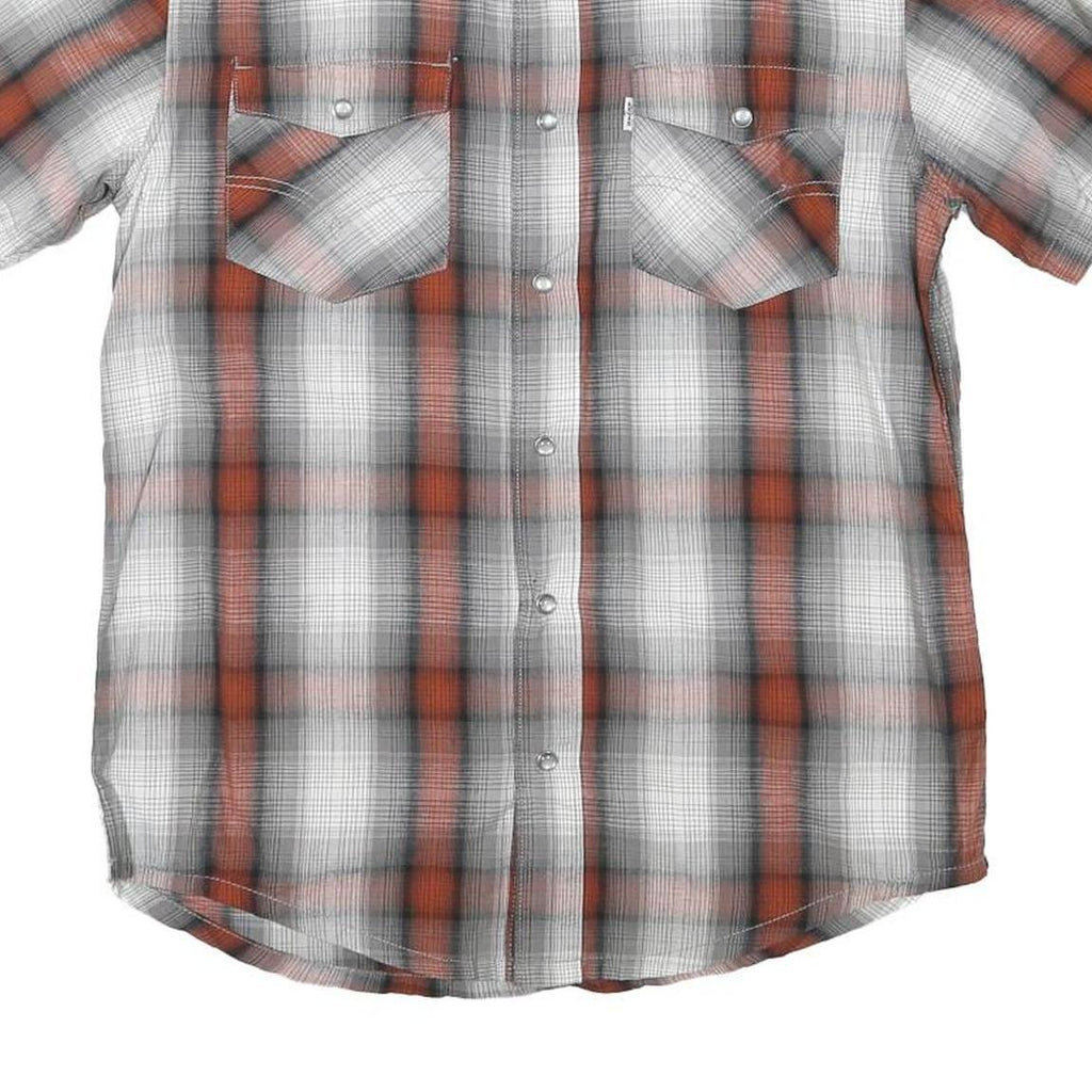 LEVI'S Mens Grey & Orange Check Shirt S Cotton Blend Casual Short Sleeve