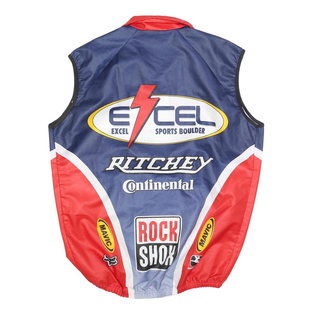 GIORDIANA Mens Blue & Red Cycling Jacket XL Polyester Zip Sleeveless Sports