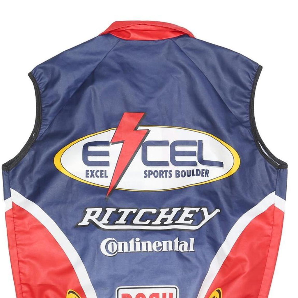 GIORDIANA Mens Blue & Red Cycling Jacket XL Polyester Zip Sleeveless Sports