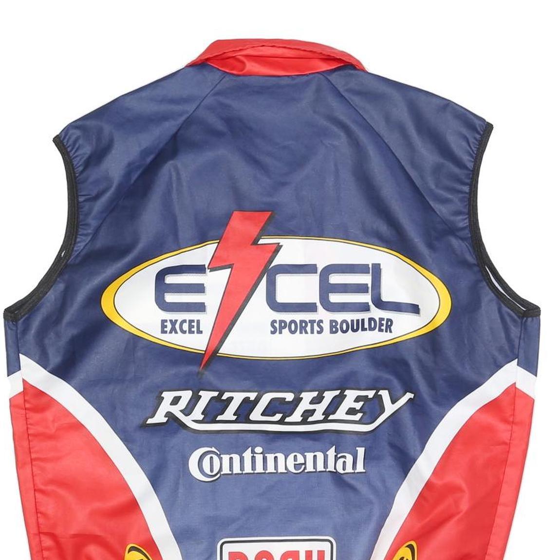 GIORDIANA Mens Blue & Red Cycling Jacket XL Polyester Zip Sleeveless Sports