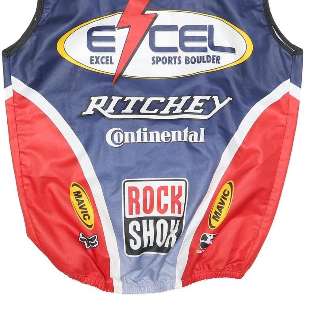 GIORDIANA Mens Blue & Red Cycling Jacket XL Polyester Zip Sleeveless Sports