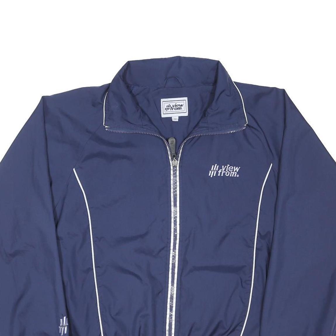 VIEW FROM Mens Navy Blue Track Jacket M Polyester Blend Zip Athletic Sportswear