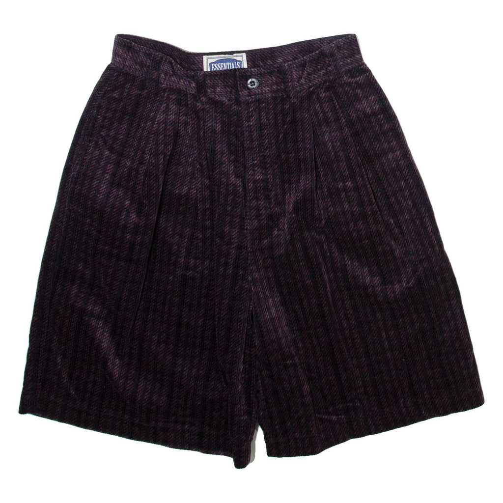 ESSENTIALS Womens Corduroy Shorts Purple Relaxed Striped XXS W24