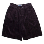 ESSENTIALS Womens Corduroy Shorts Purple Relaxed Striped XXS W24