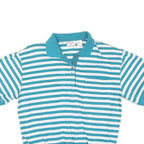 JASON MAXWELL Womens Blue & White Striped Short Sleeve Polo Shirt M Cotton Blend