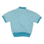 JASON MAXWELL Womens Blue & White Striped Short Sleeve Polo Shirt M Cotton Blend