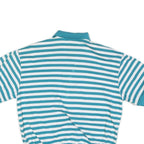JASON MAXWELL Womens Blue & White Striped Short Sleeve Polo Shirt M Cotton Blend