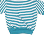 JASON MAXWELL Womens Blue & White Striped Short Sleeve Polo Shirt M Cotton Blend