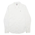 HILFIGER DENIM Mens White Shirt M Cotton Blend Button Down Long Sleeve Casual