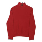 TOMMY HILFIGER Mens Red Pullover Plain Crew Neck Basic Knit M Cotton Blend