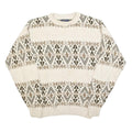 VAN HEUSEN Mens Cream Brown Patterned Cotton Jumper Crew Neck Basic Knit L