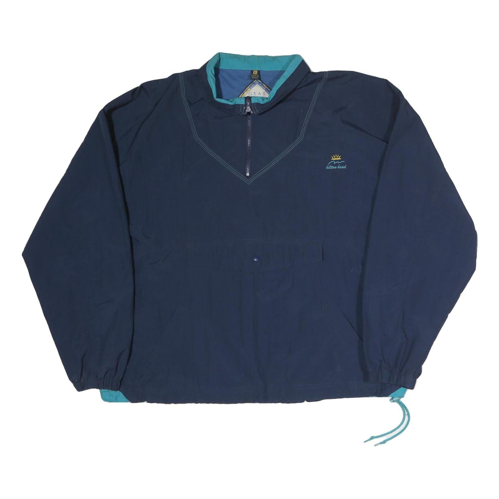 GEAR Mens Navy Blue Track Jacket XL Polyester Zip Plain Casual Lightweight