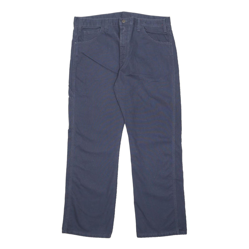 DICKIES Mens Cotton Blend Navy Relaxed Straight Trousers W36 L30 Workwear