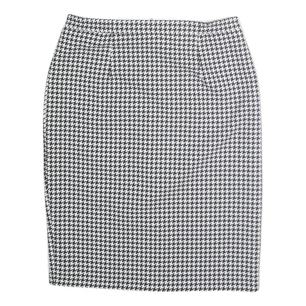 Womens Black & White Houndstooth Pencil Knee Length Polyester Skirt M Office