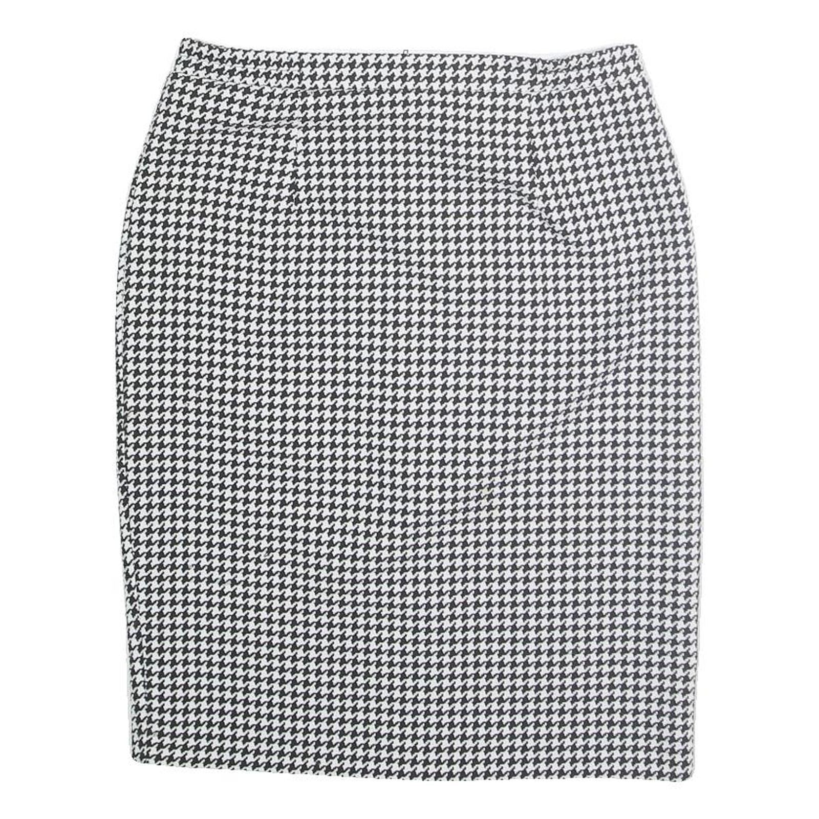 Womens Black & White Houndstooth Pencil Knee Length Polyester Skirt M Office