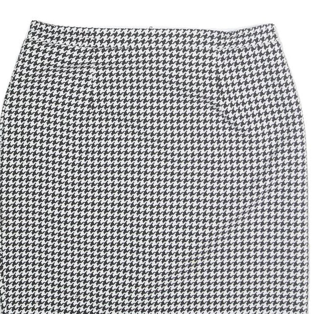 Womens Black & White Houndstooth Pencil Knee Length Polyester Skirt M Office