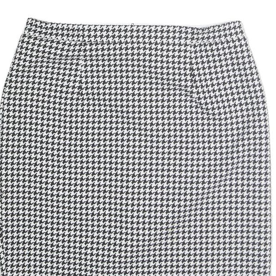 Womens Black & White Houndstooth Pencil Knee Length Polyester Skirt M Office