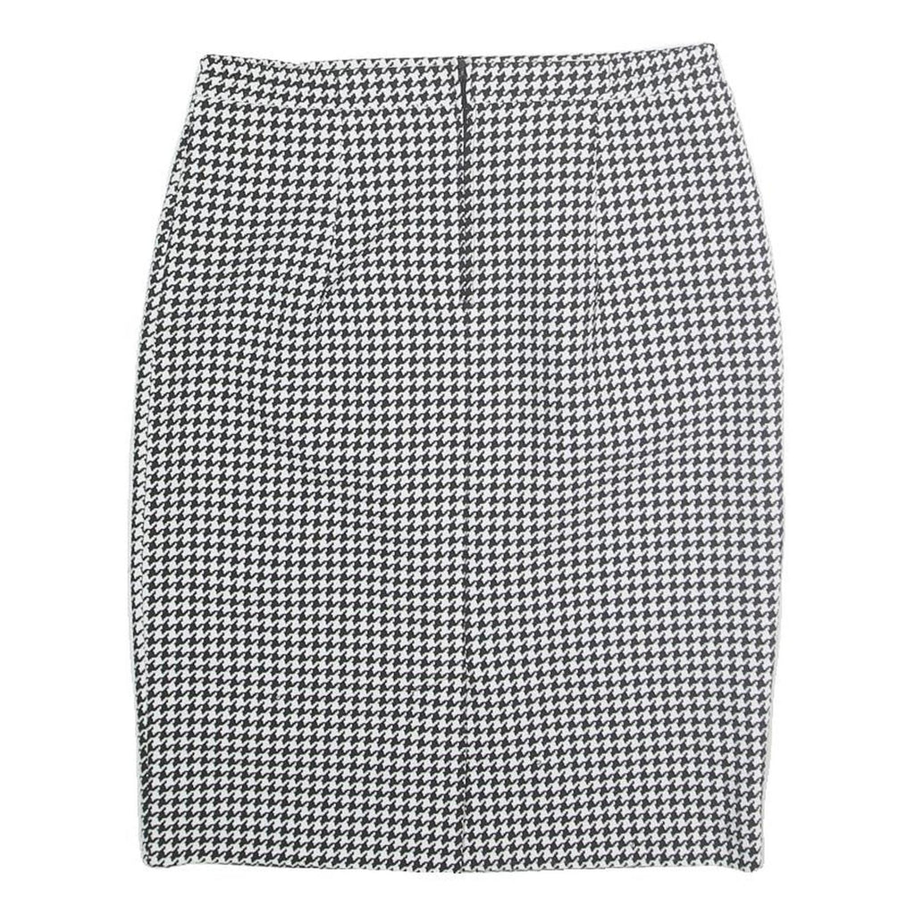 Womens Black & White Houndstooth Pencil Knee Length Polyester Skirt M Office