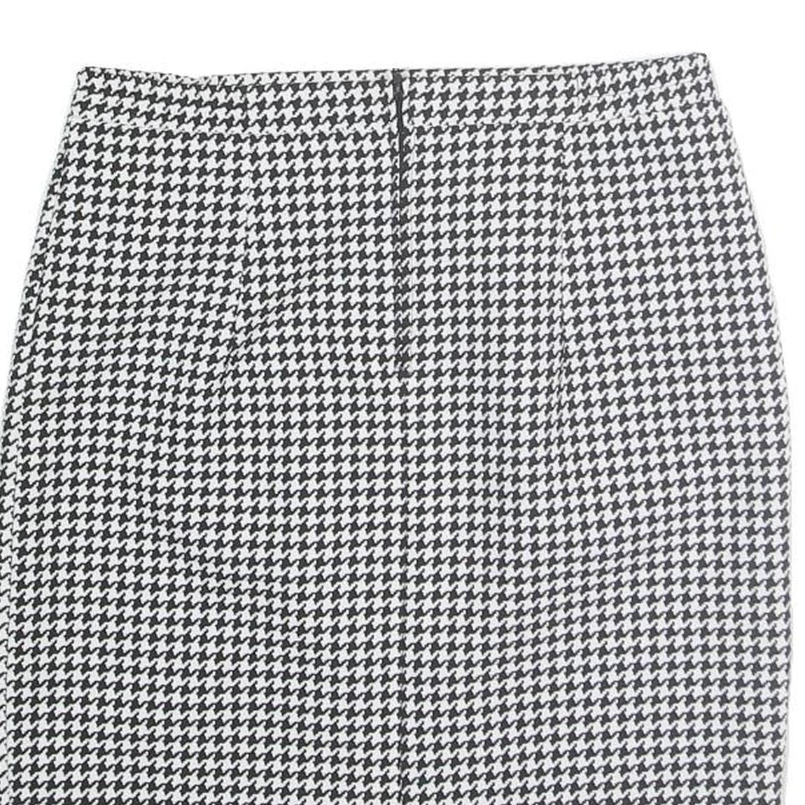 Womens Black & White Houndstooth Pencil Knee Length Polyester Skirt M Office