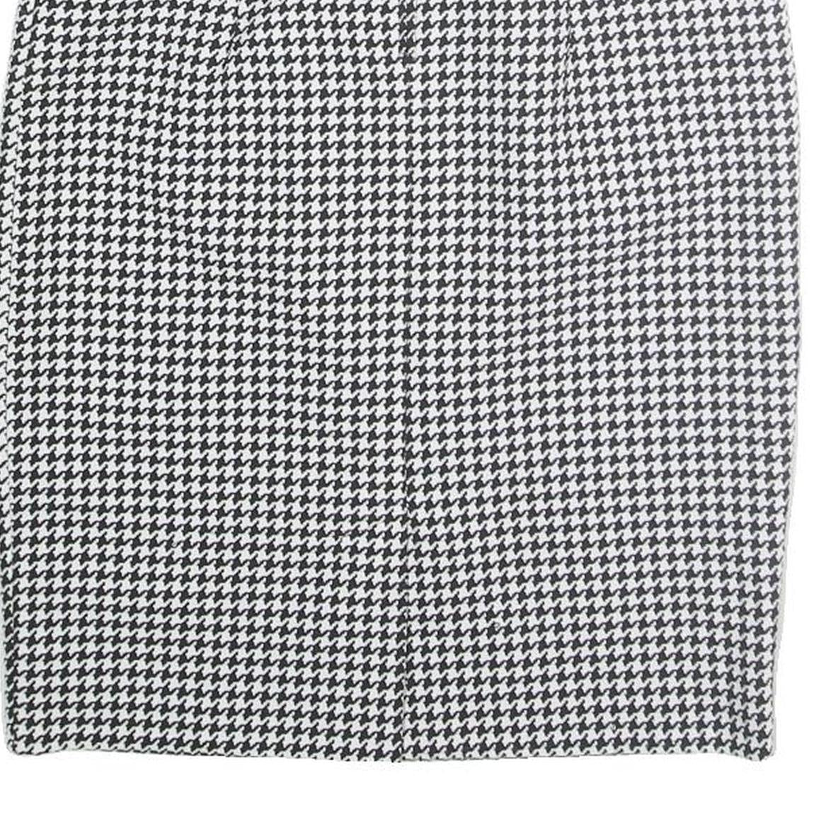 Womens Black & White Houndstooth Pencil Knee Length Polyester Skirt M Office