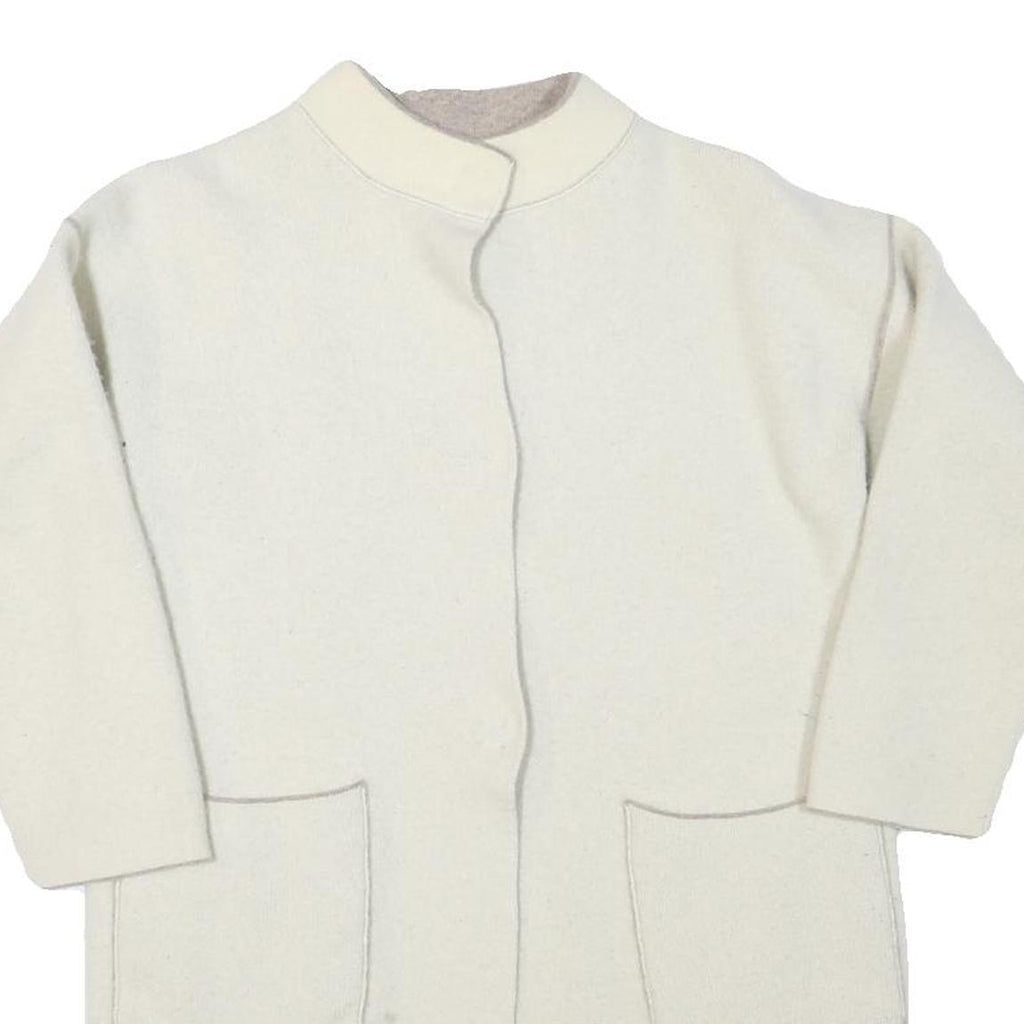 Womens Cream Wool Blend Plain Crew Neck Basic Knit Jumper S Soft Warm Layer