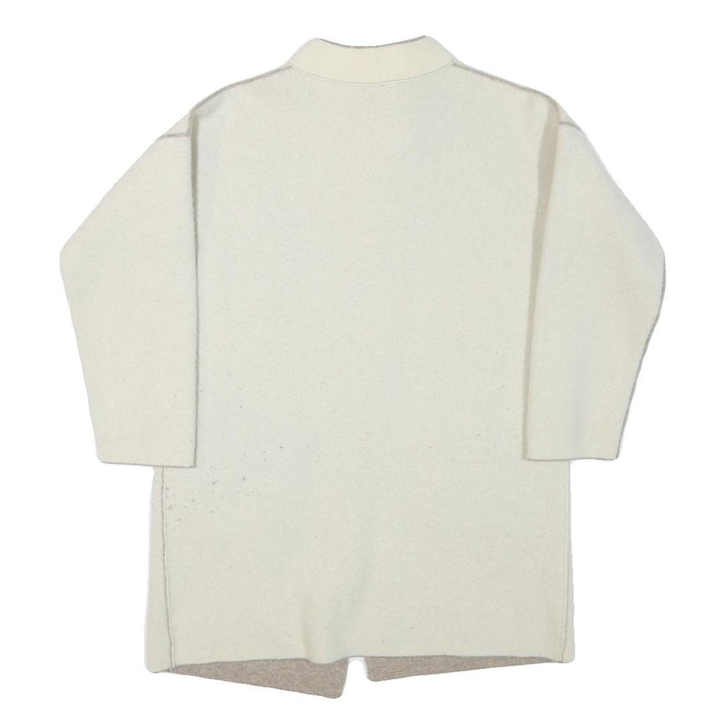 Womens Cream Wool Blend Plain Crew Neck Basic Knit Jumper S Soft Warm Layer