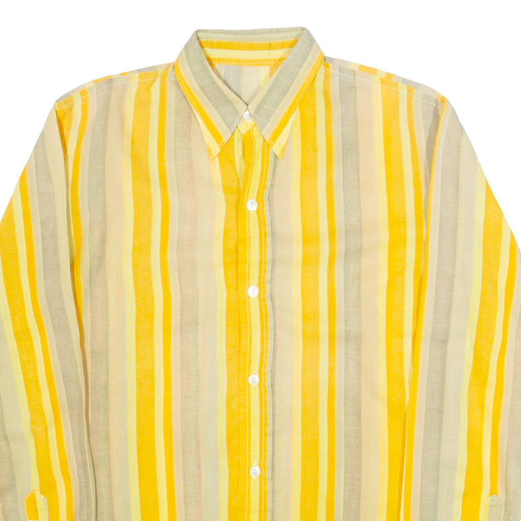 Mens Shirt Yellow Striped Long Sleeve M