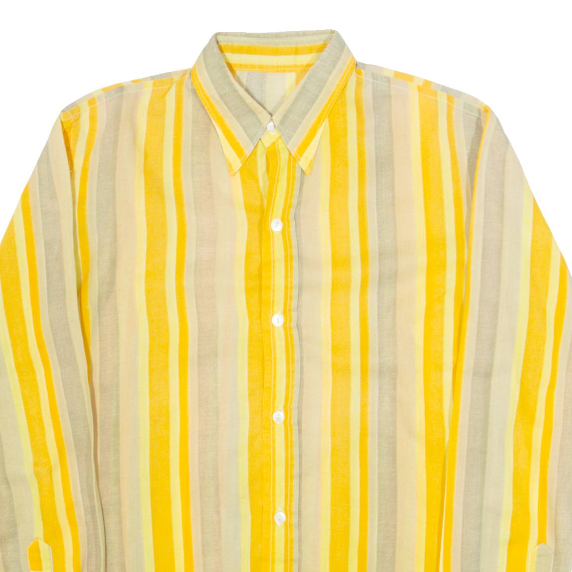 Mens Shirt Yellow Striped Long Sleeve M
