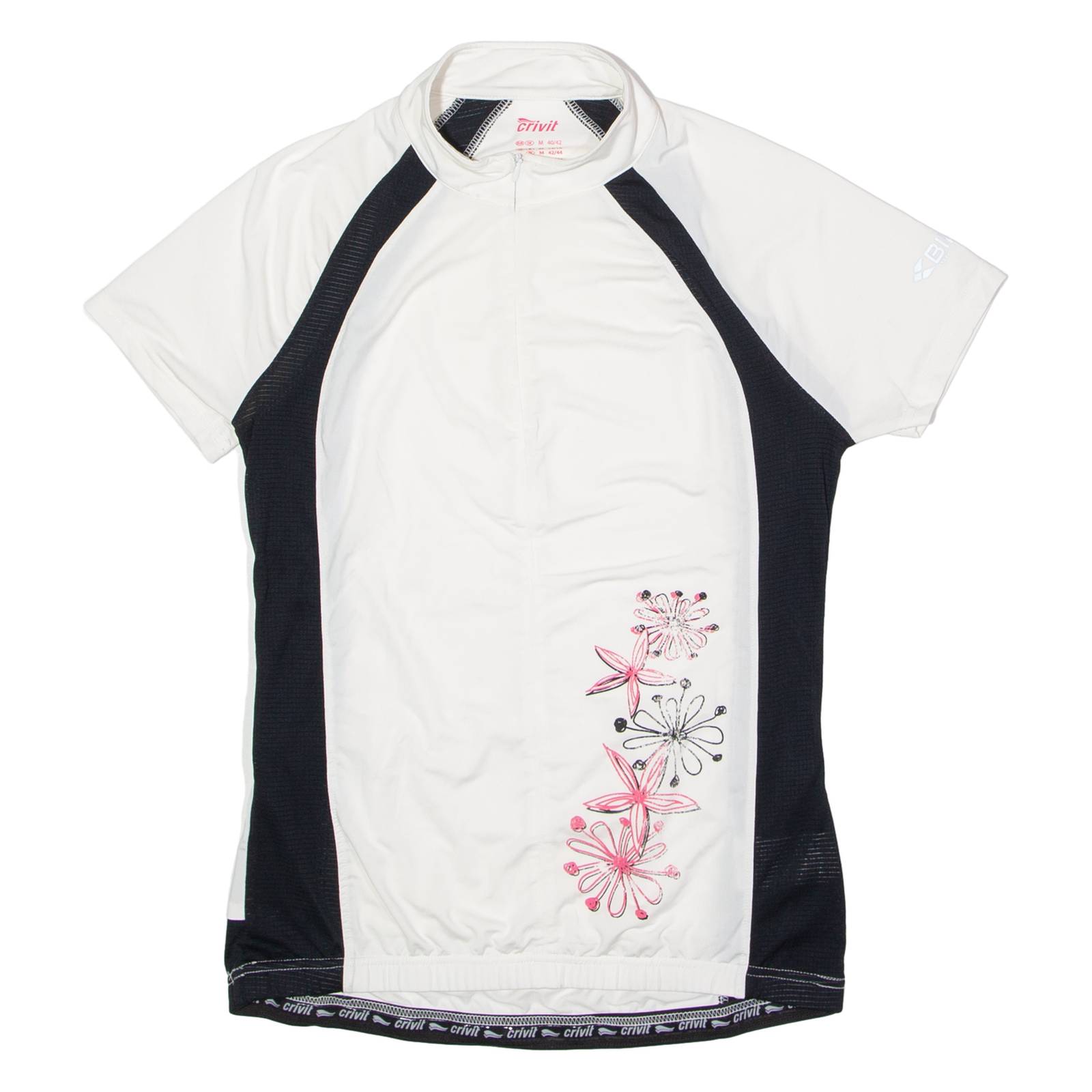 CRIVIT Cycling Womens Jersey White 1/2 Zip M