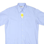 AMSA Mens Blue Shirt L Cotton Blend Short Sleeve Classic Style