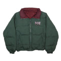 HELLY HANSEN Mens Green & Burgundy Puffer Jacket S Synthetic Zip Reversible