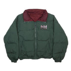 HELLY HANSEN Mens Green & Burgundy Puffer Jacket S Synthetic Zip Reversible