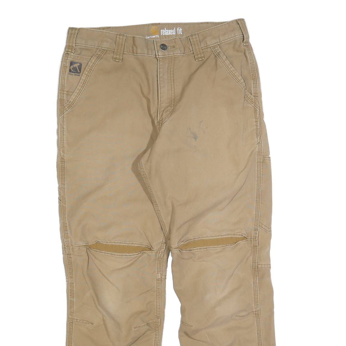 CARHARTT Mens Cotton Blend Beige Relaxed Fit Straight Leg Trousers W32 L30