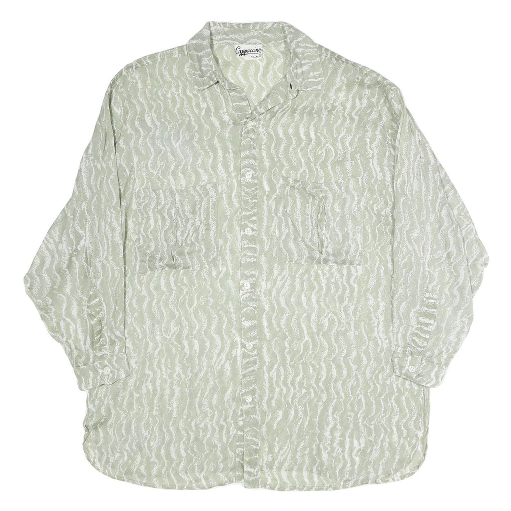 CAPPICHINO Womens Green Printed Shirt Long Sleeve Collared XL Lightweight