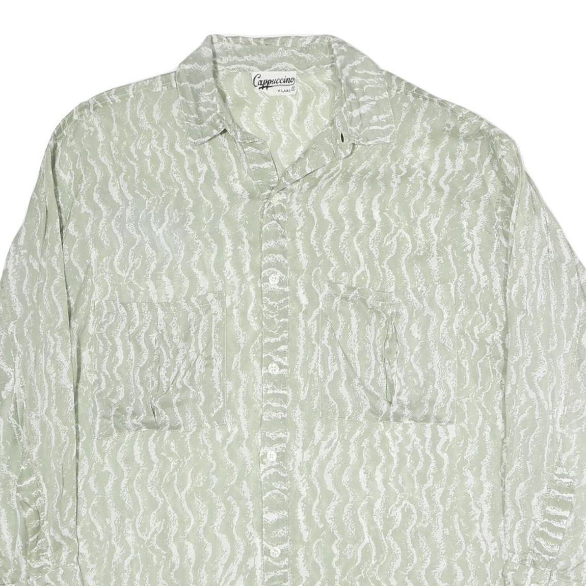 CAPPICHINO Womens Green Printed Shirt Long Sleeve Collared XL Lightweight