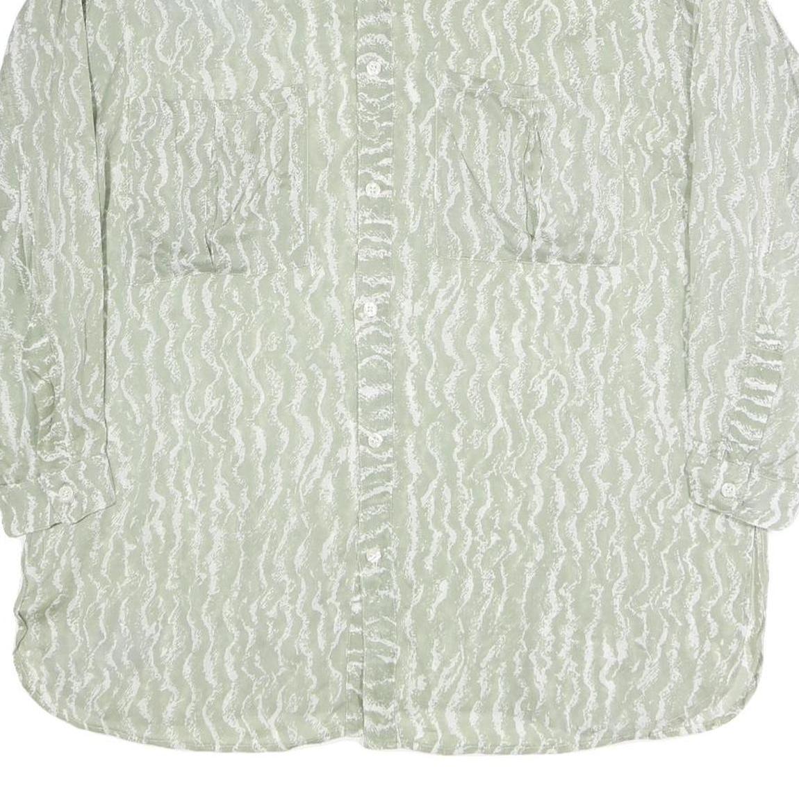 CAPPICHINO Womens Green Printed Shirt Long Sleeve Collared XL Lightweight