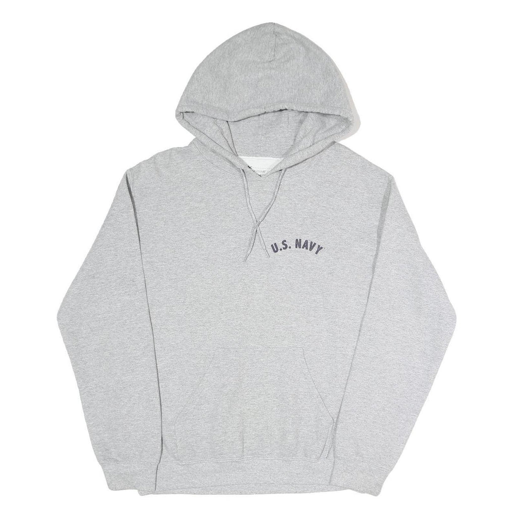 Mens Grey U.S. Navy Pullover Hoodie S Cotton Blend Military Style